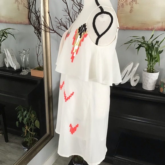 Rehab White and Coral Sequins Summer Dress size S - Picture 6 of 8